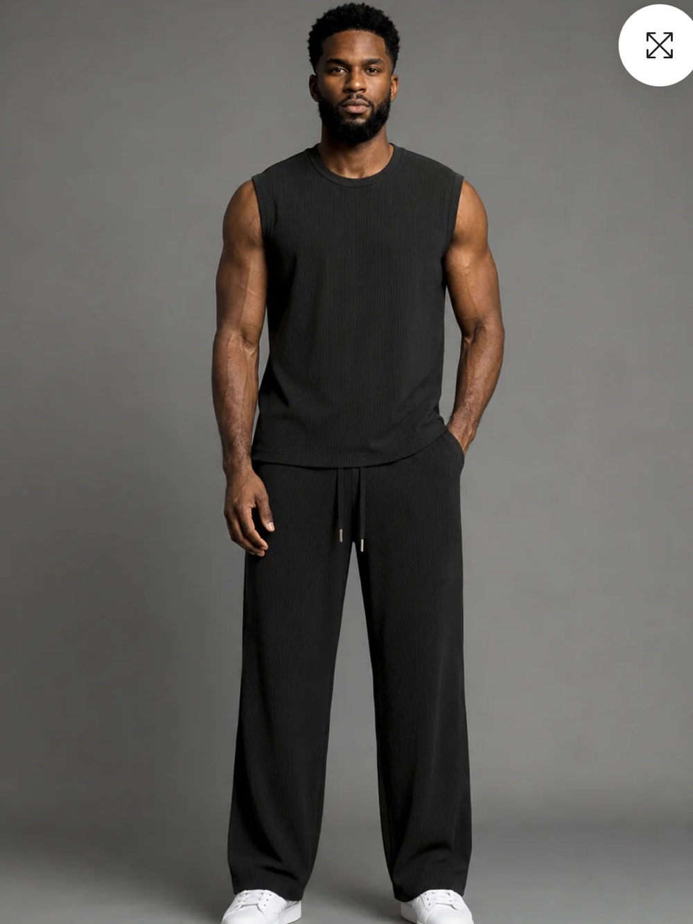 Men's Black Ribbed Muscle Tank and Pants and set : Trueform XL black